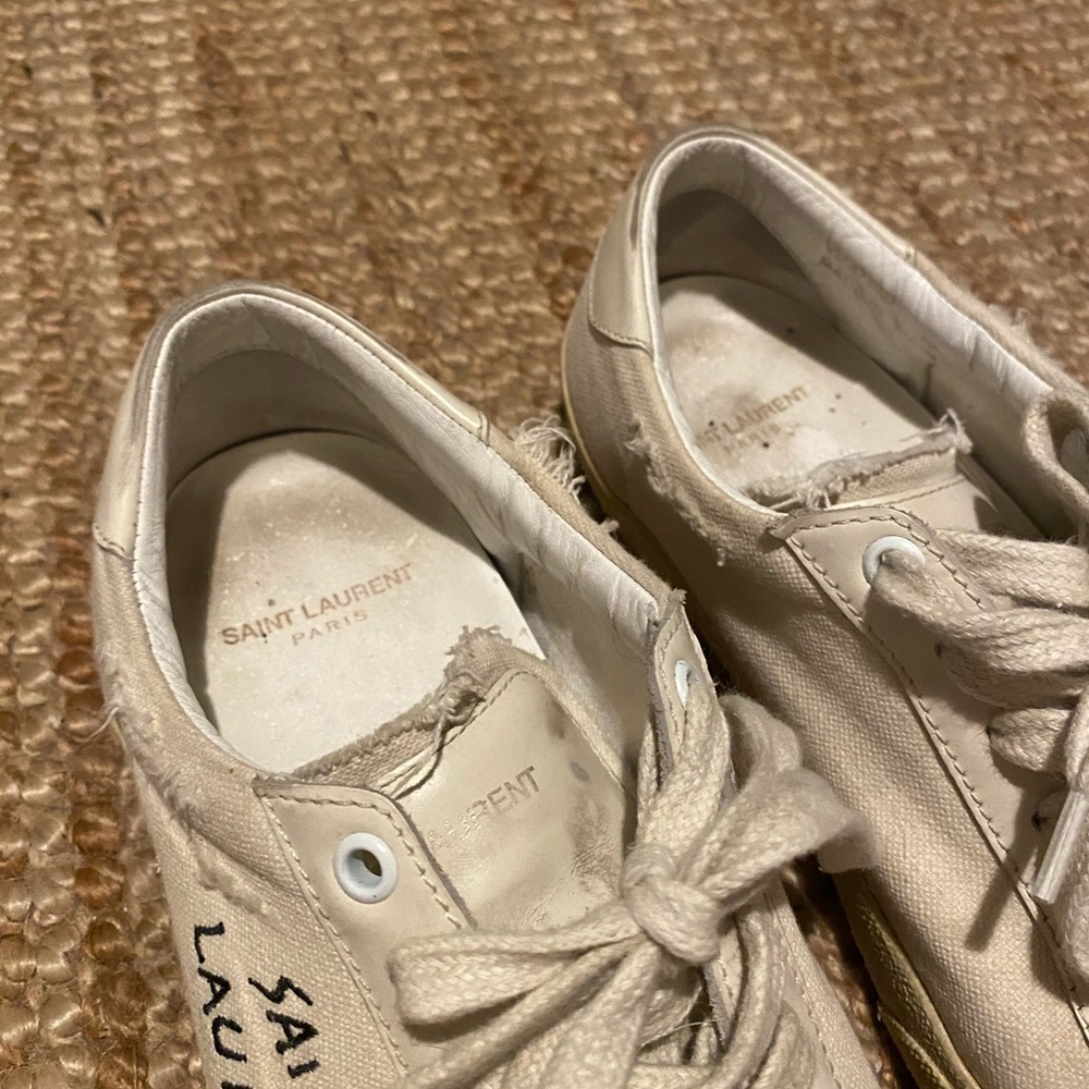 Saint Laurent Off-White Canvas Sneakers - Picture 3 of 10